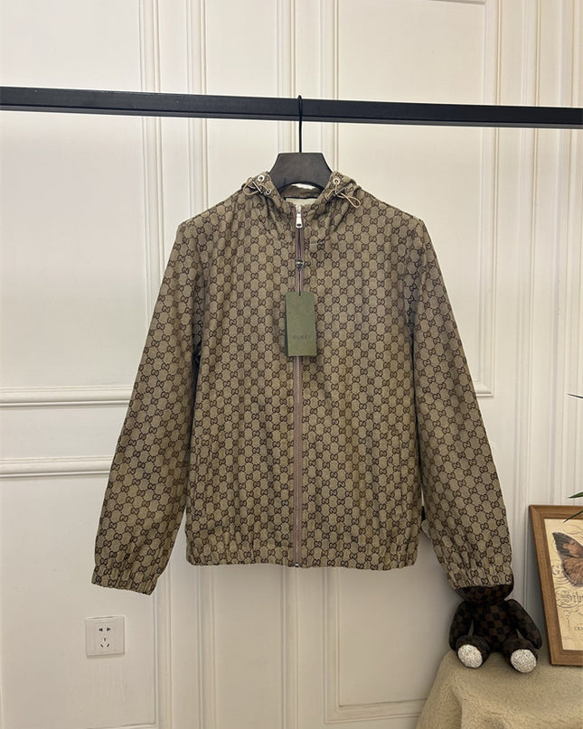 Gucci Beige GG Supreme Monogram Windbreaker