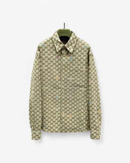 Gucci Beige GG Supreme Multicolor Monogram Shirt