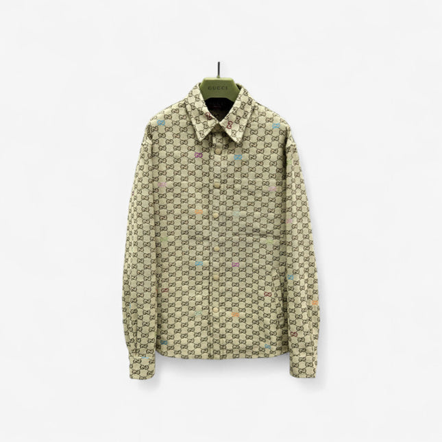Gucci Beige GG Supreme Multicolor Monogram Shirt