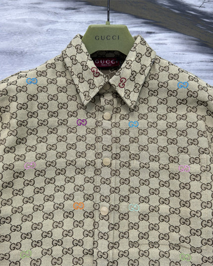 Gucci Beige GG Supreme Multicolor Monogram Shirt