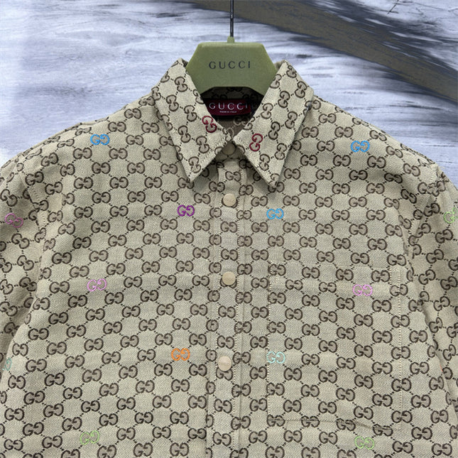 Gucci Beige GG Supreme Multicolor Monogram Shirt
