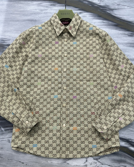 Gucci Beige GG Supreme Multicolor Monogram Shirt