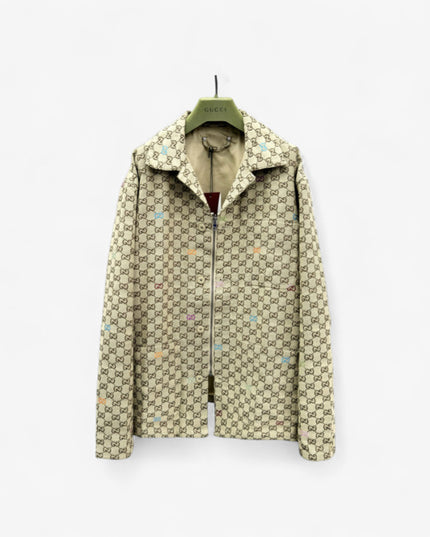 Gucci Beige Multicolor GG Monogram Jacket