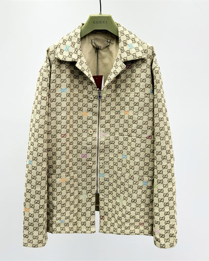 Gucci Beige Multicolor GG Monogram Jacket