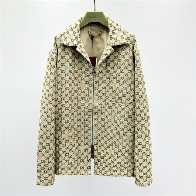 Gucci Beige Multicolor GG Monogram Jacket