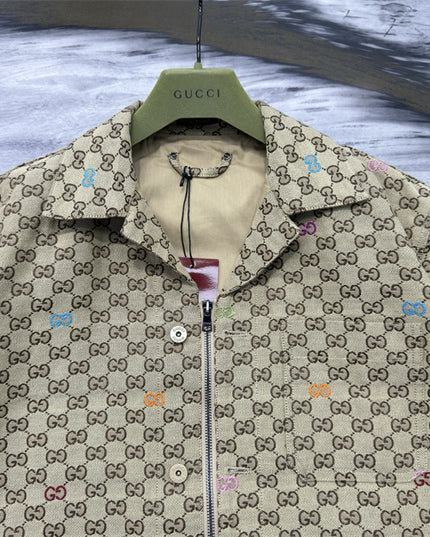 Gucci Beige Multicolor GG Monogram Jacket