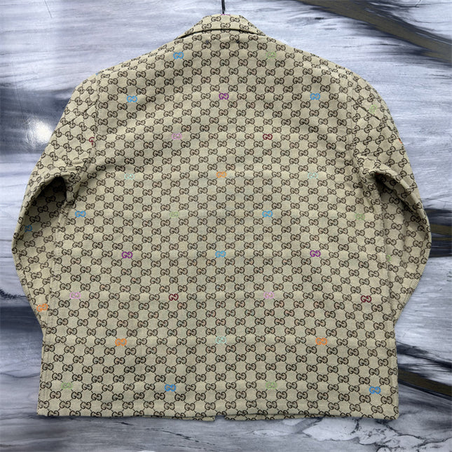Gucci Beige Multicolor GG Monogram Jacket