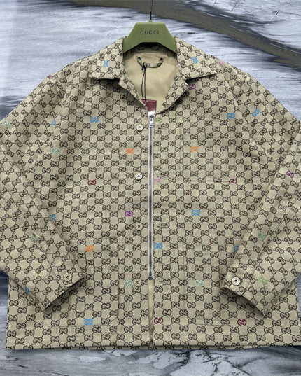 Gucci Beige Multicolor GG Monogram Jacket