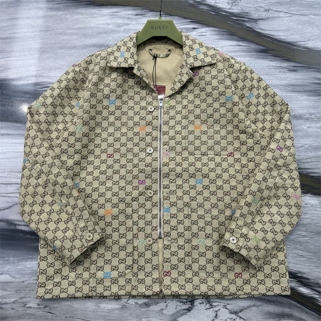 Gucci Beige Multicolor GG Monogram Jacket