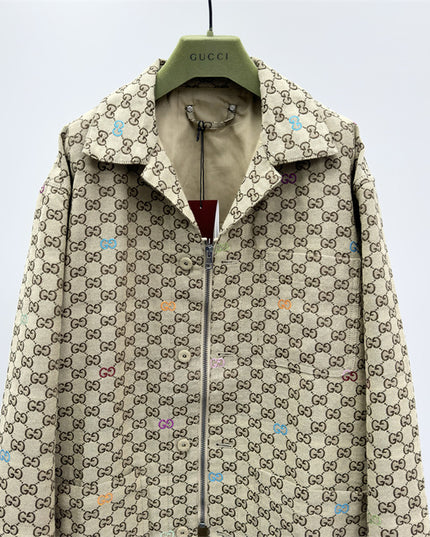 Gucci Beige Multicolor GG Monogram Jacket