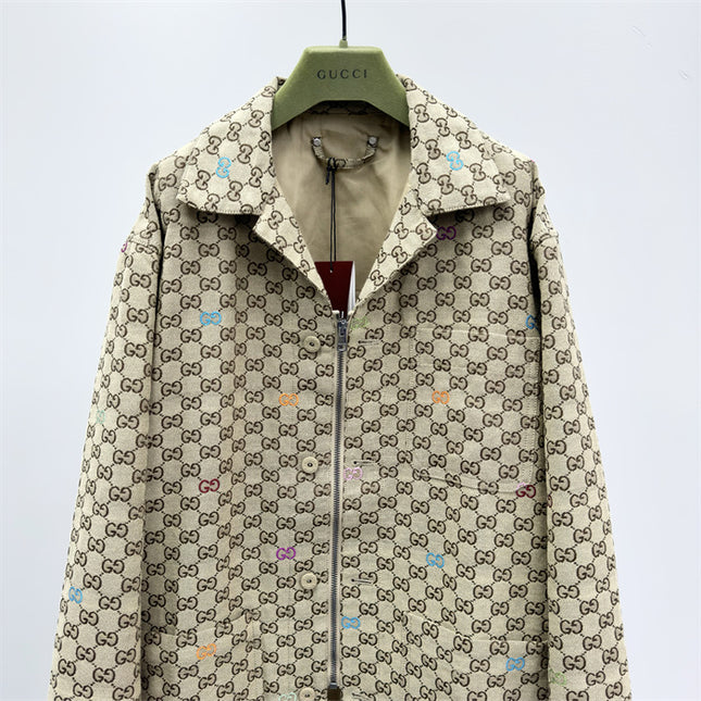 Gucci Beige Multicolor GG Monogram Jacket