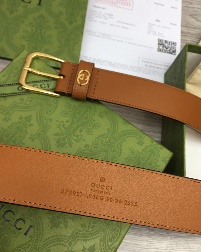 Gucci Belt With Square Buckle & Interlocking G – 673921