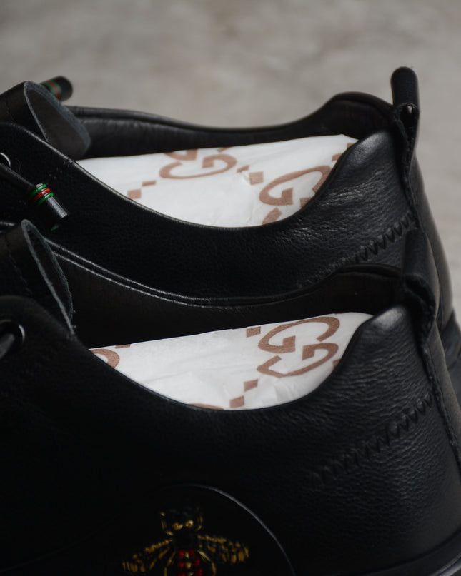 Gucci Black Bee Embroidered Low-Top Sneaker