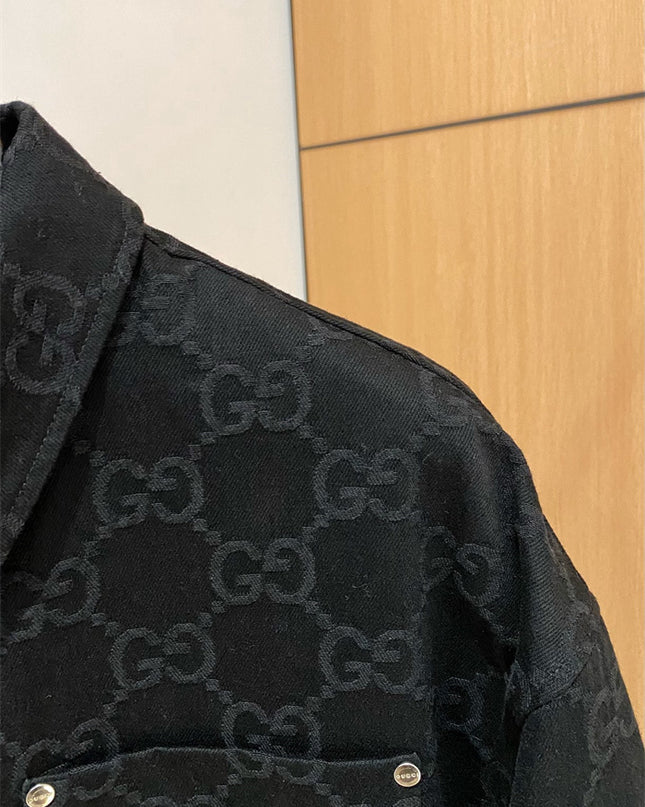 Gucci Black GG Denim Overshirt Jacket