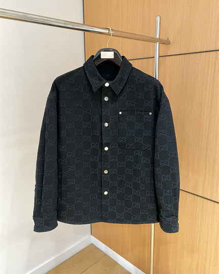 Gucci Black GG Denim Overshirt Jacket