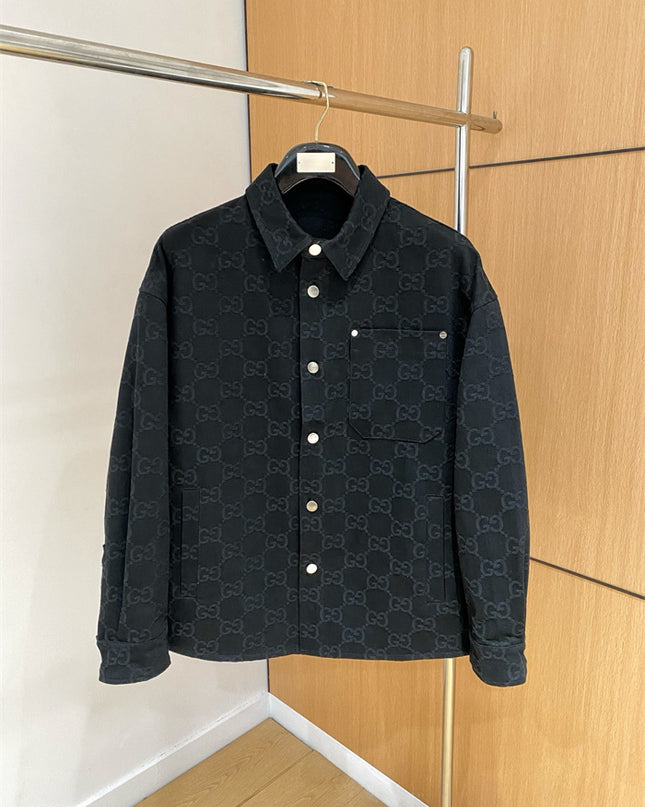 Gucci Black GG Denim Overshirt Jacket