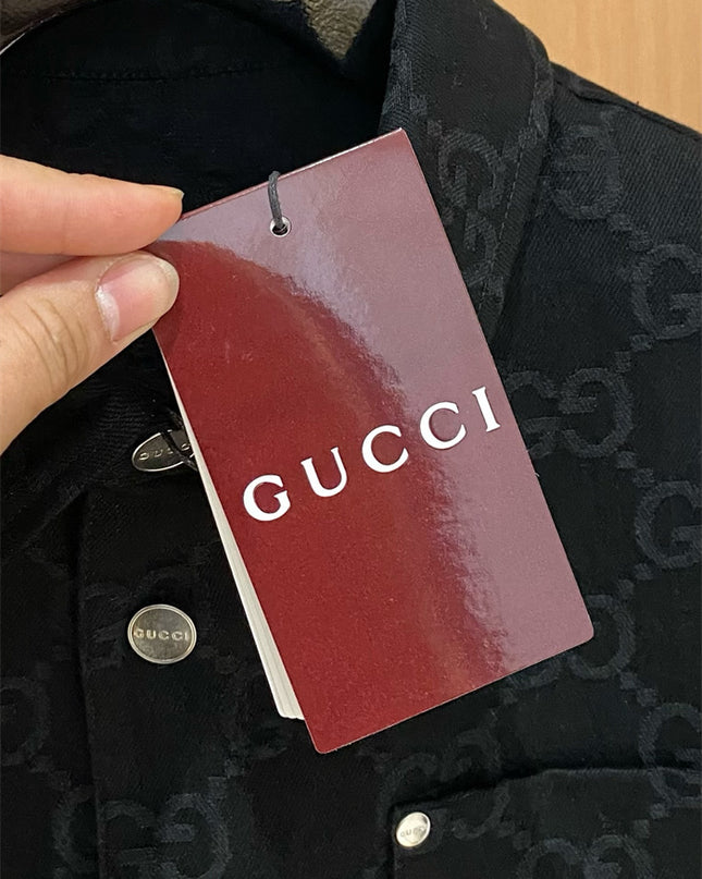 Gucci Black GG Denim Overshirt Jacket