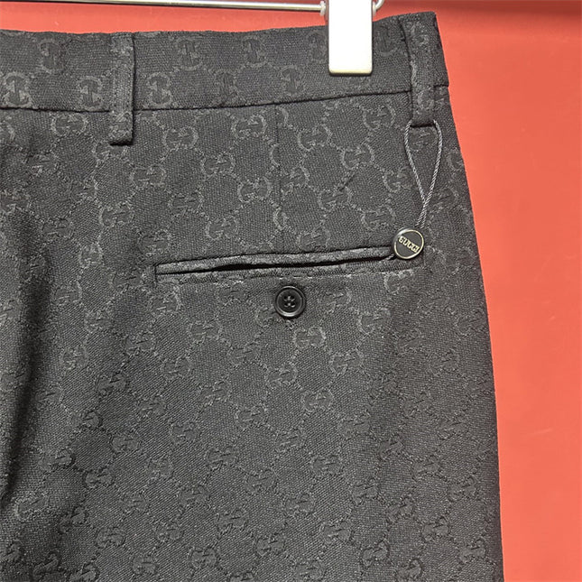 Gucci Black GG Monogram Formal Trousers