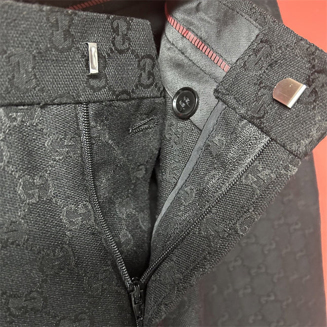 Gucci Black GG Monogram Formal Trousers