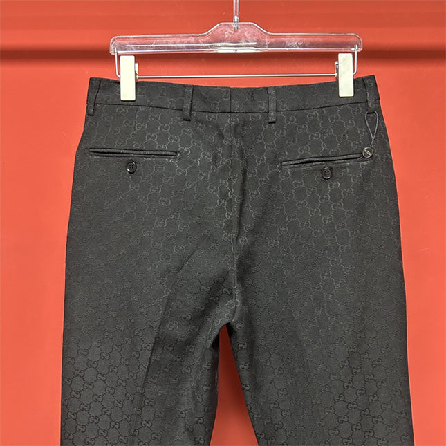 Gucci Black GG Monogram Formal Trousers