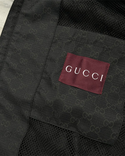 Gucci Black GG Monogram Zip-Up Hooded Jacket