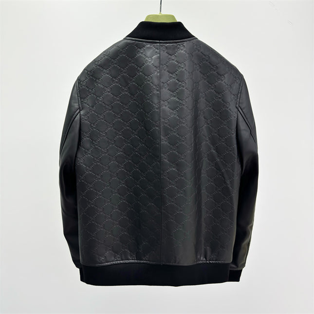 Gucci Black GG Quilted Leather Bomber Jacket