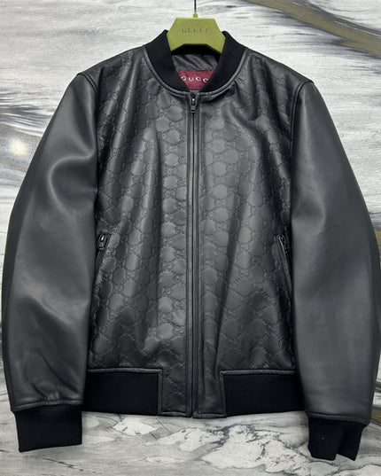 Gucci Black GG Quilted Leather Bomber Jacket