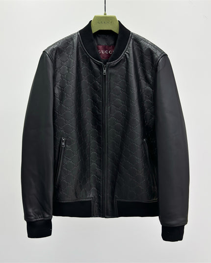 Gucci Black GG Quilted Leather Bomber Jacket