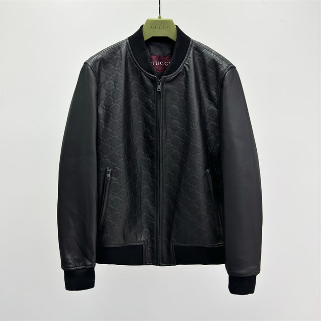 Gucci Black GG Quilted Leather Bomber Jacket