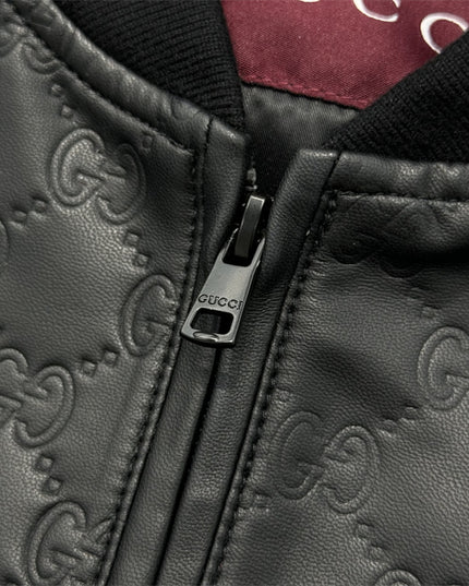 Gucci Black GG Quilted Leather Bomber Jacket