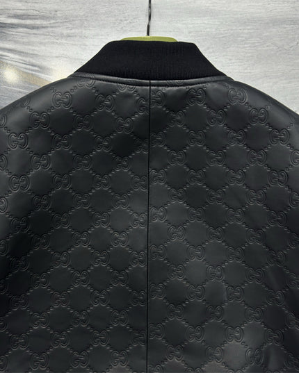 Gucci Black GG Quilted Leather Bomber Jacket