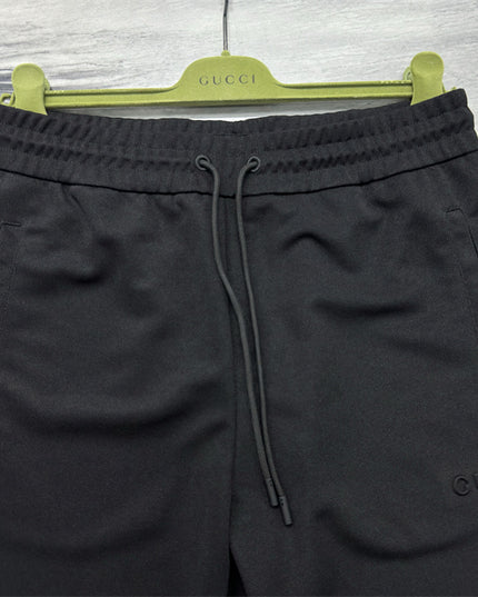 Gucci Black Logo Jogger Pants with Striped Cuffs