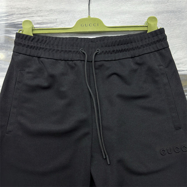 Gucci Black Logo Jogger Pants with Striped Cuffs