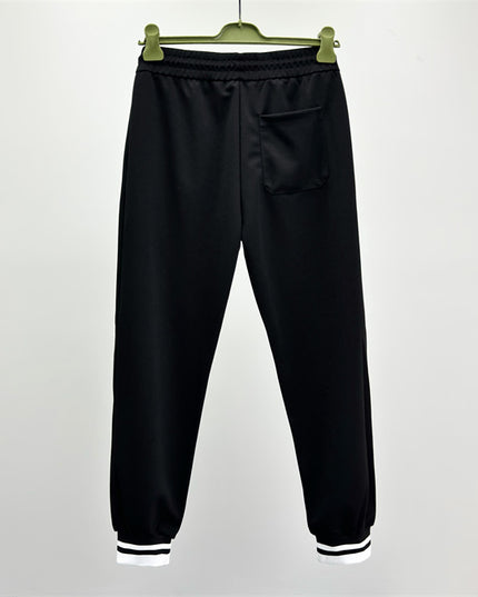 Gucci Black Logo Jogger Pants with Striped Cuffs
