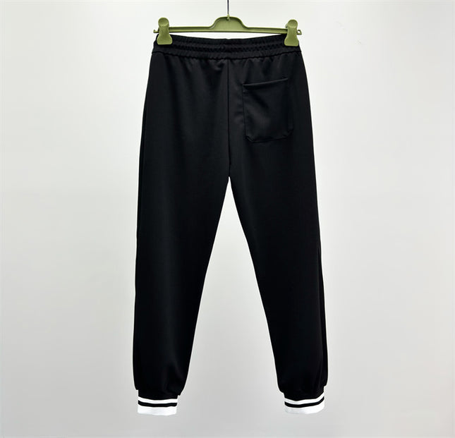 Gucci Black Logo Jogger Pants with Striped Cuffs