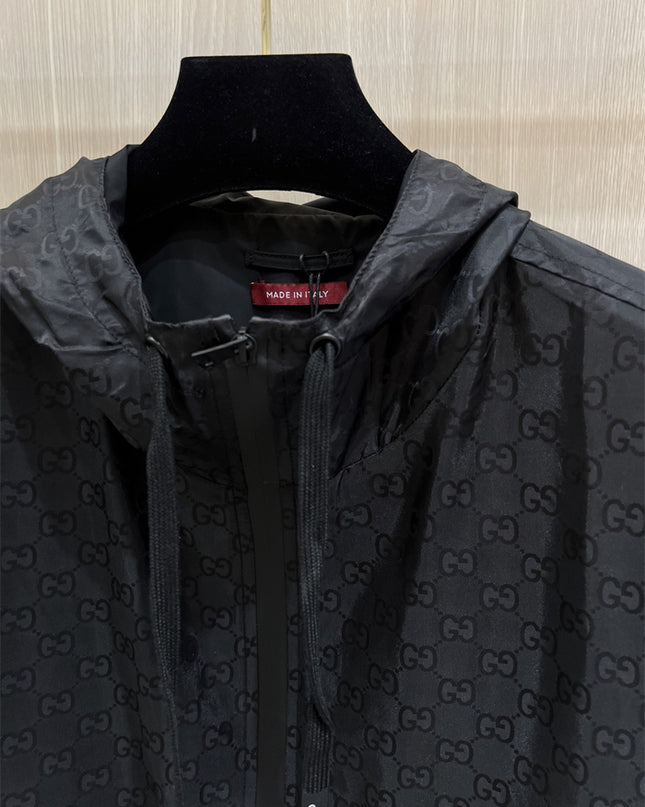 Gucci Black Monogram Windbreaker Jacket