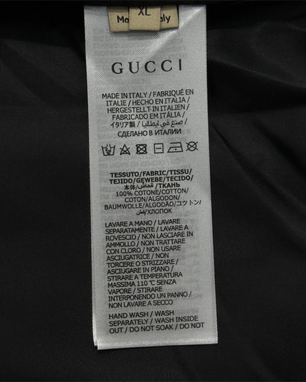 Gucci Black Satin Monogram Bomber Jacket