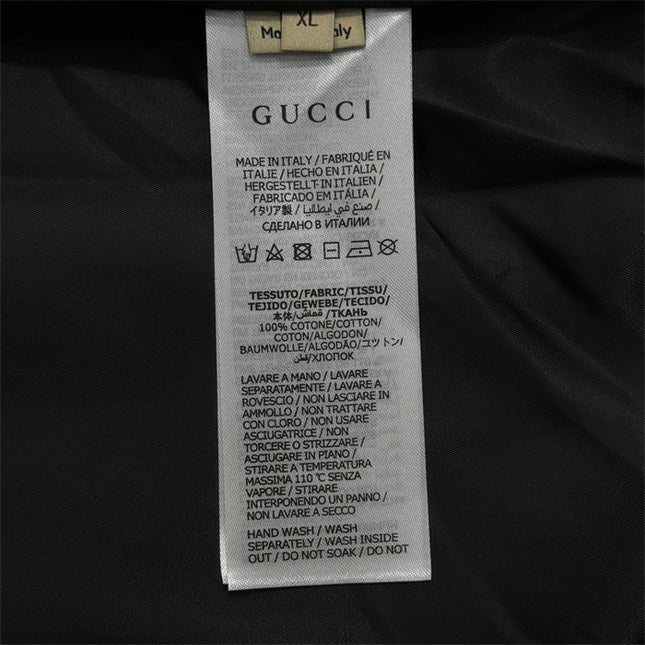 Gucci Black Satin Monogram Bomber Jacket
