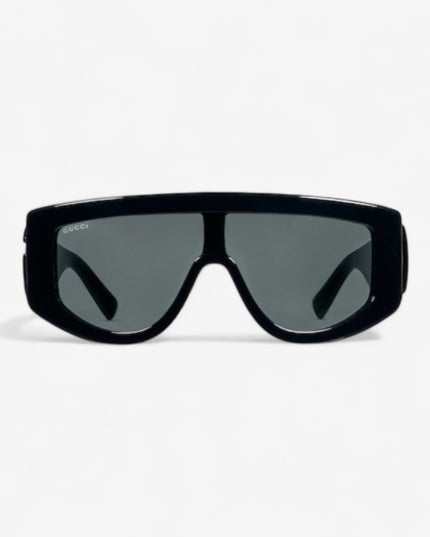 Gucci Black Shield Sunglasses with Double G & Grey Lens – GG1950S