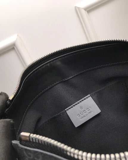 Gucci Black Small Messenger Bag ‎– Black/Gray with Blue-Red Web Strap