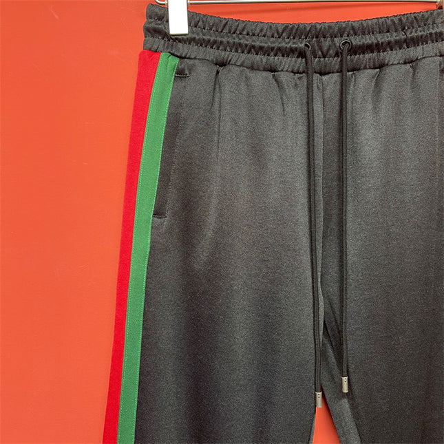 Gucci Black Track Pants with Green-Red Panel Stripes
