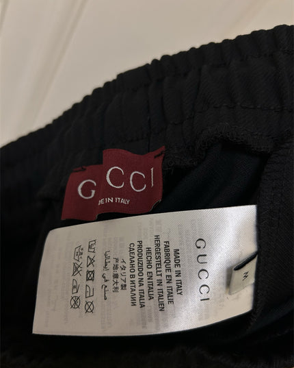 Gucci Black Track Pants with Green-Red Side Stripes