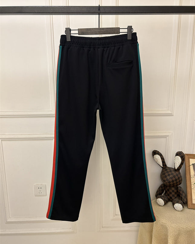 Gucci Black Track Pants with Green-Red Side Stripes