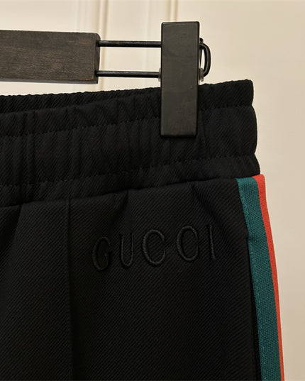 Gucci Black Track Pants with Green-Red Side Stripes