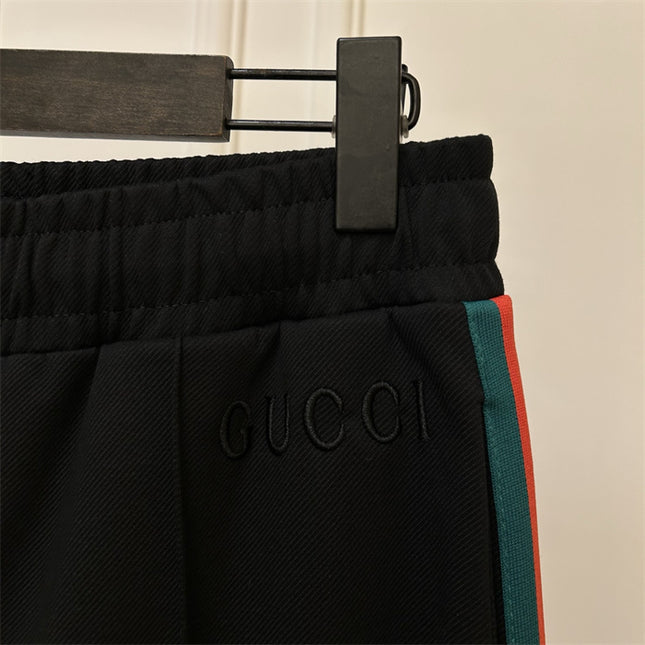 Gucci Black Track Pants with Green-Red Side Stripes