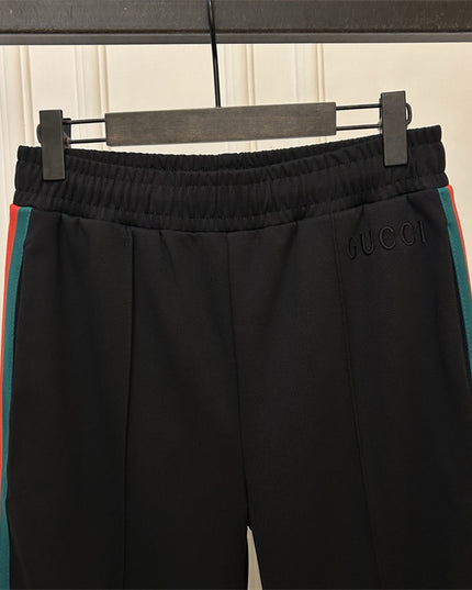 Gucci Black Track Pants with Green-Red Side Stripes