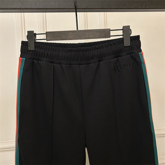 Gucci Black Track Pants with Green-Red Side Stripes