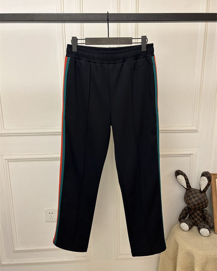 Gucci Black Track Pants with Green-Red Side Stripes