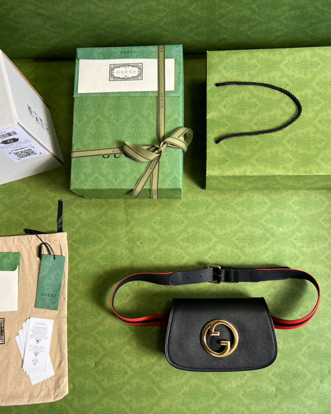 Gucci Blondie Leather Belt Bag – Black & Gold