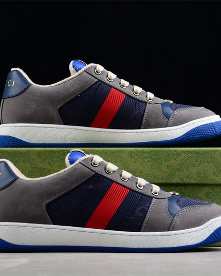 Gucci Blue and Grey Web Stripe Sneaker